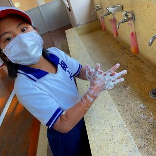 手洗いも忘れません