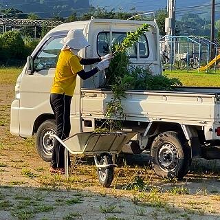 軽トラも草ですぐに一杯になります