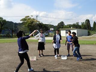 しゃぼん玉で実験。