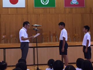 水泳大会の表彰 水泳大会の表彰