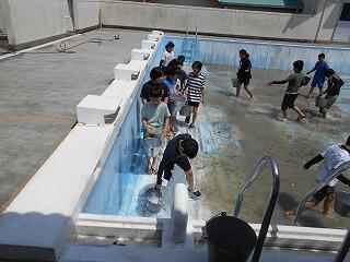 プールそうじのようす