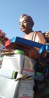 金次郎像の修理のようす