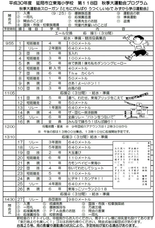 平成30年度　運動会　プログラム
