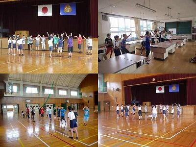 左上:赤団、右上:白団、左下:黄団、右下:青団 左上:赤団、右上:白団、左下:黄団、右下:青団