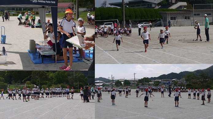 左上から時計回りに、放送、1年徒走、2年ダンス、決勝審判 左上から時計回りに、放送、1年徒走、2年ダンス、決勝審判