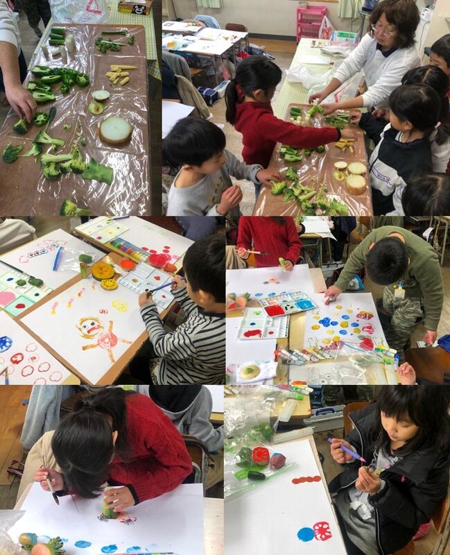 野菜のスタンプで描く