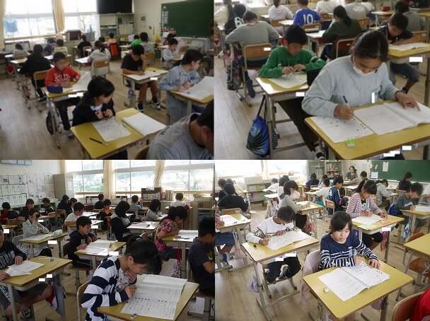 ６年生の全国学力調査のようす