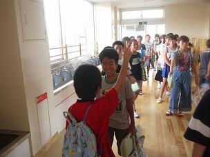 整列して教室移動