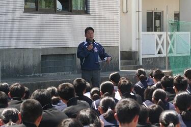 避難訓練の様子（生徒指導主事の話）