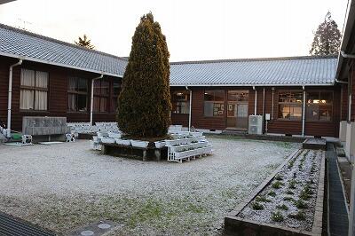 中庭の花壇も真っ白 中庭の花壇も真っ白