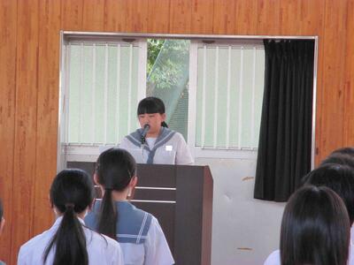 ３年生代表生徒発表