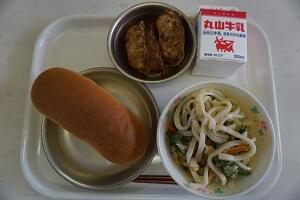 サラダうどん、揚げ餃子