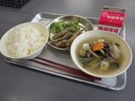 ごはん けんちん汁 めひかりの唐揚げ ゆでキュウリ ごはん けんちん汁 めひかりの唐揚げ ゆでキュウリ