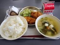 ごはん 豆腐のみそ汁 チキンカツ ゆでキャベツ クリスマスケーキ ごはん 豆腐のみそ汁 チキンカツ ゆでキャベツ クリスマスケーキ