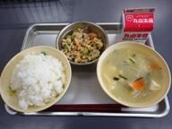 ごはん 石狩汁 千切り大根の卵とじ ごはん 石狩汁 千切り大根の卵とじ