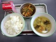 ごはん　　鶏肉と野菜のしょうが焼き　　豆腐のみそ汁