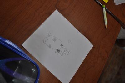 小学生の似顔絵　アイマスク体験活動