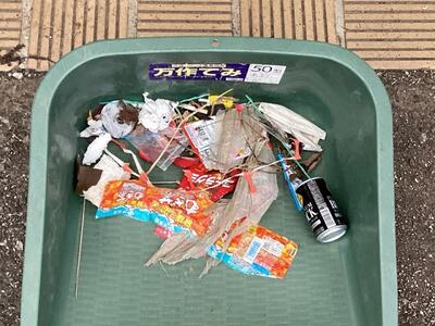 30分ほどの活動で買い物袋いっぱいのゴミが集まりました