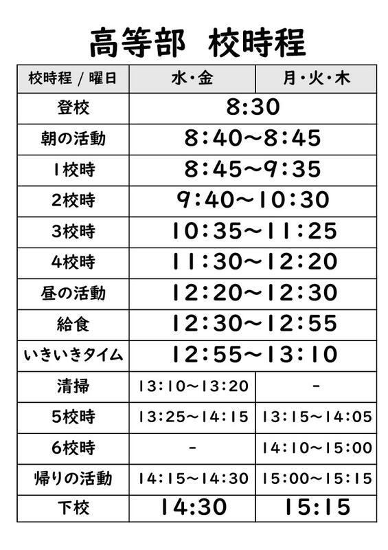 高等部校時程