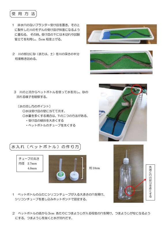 流れる水のはたらきを川のモデルを使って実験する