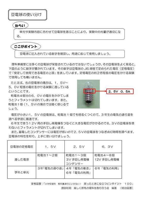実験に応じた豆電球の選び方