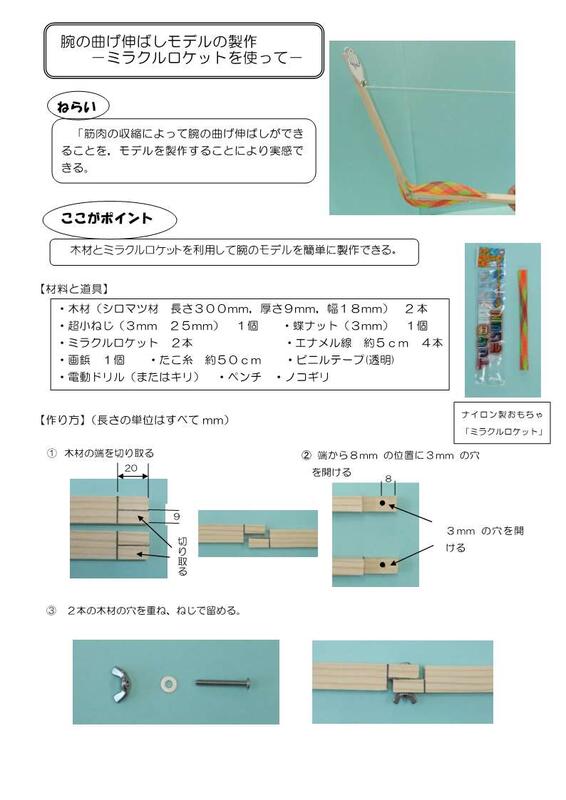 腕の曲げ伸ばしモデルの製作ーミラクルロケットを使ってー