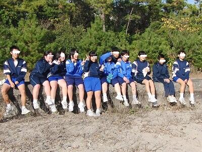 走り終わった全校生徒